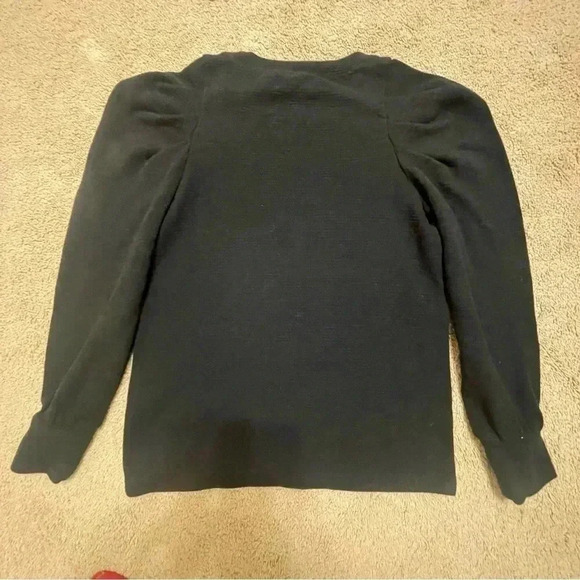 Madewell Pleated Statement-Sleeve Top in Black Size Extra Small - Picture 5 of 12